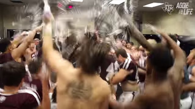 Postgame locker room celebration