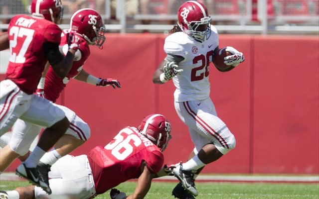 Altee Tenpenny (No. 28) rushed for 218 yards in two seasons at Alabama. (USATSI)