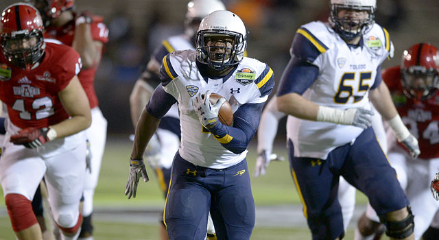 Toledo's Kareem Hunt ran for 271 yards and five touchdowns against Arkansas State. (USATSI)