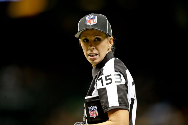 Sarah Thomas officiates a preseason New Orleans Saints game. (USATSI)