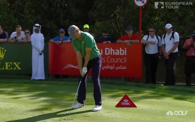 Jordan Spieth trails by one after the first day in Abu Dhabi. (Golf Channel)