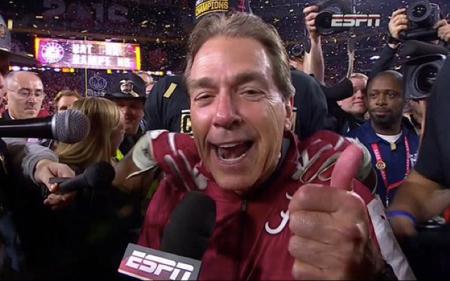 Even Nick Saban's smiles are terrifying. 