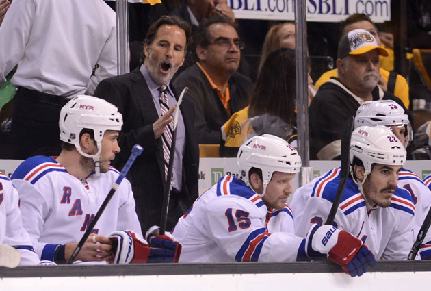 John Tortorella instructs his bench against Boston. (USATSI)