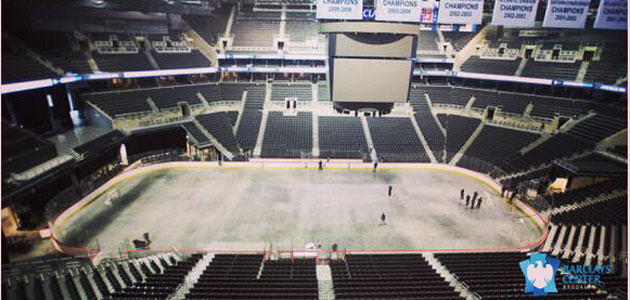 The rink layout at Barclay's Center is taking shape. (USATSI)