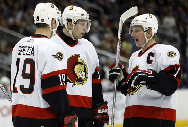 Spezza, Heatley and Alfredsson make up the forwards here. (USATSI)