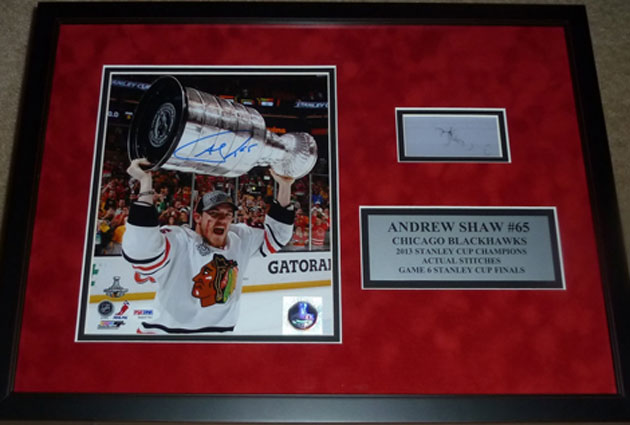 Shaw's stitches and the frame went to the highest bidder on eBay. (CSN Chicago)