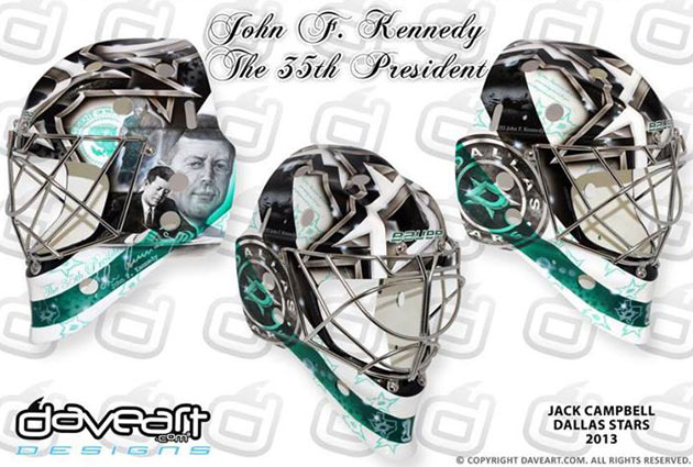 Campbell's mask with Dallas features one JFK. (DaveArt.com)