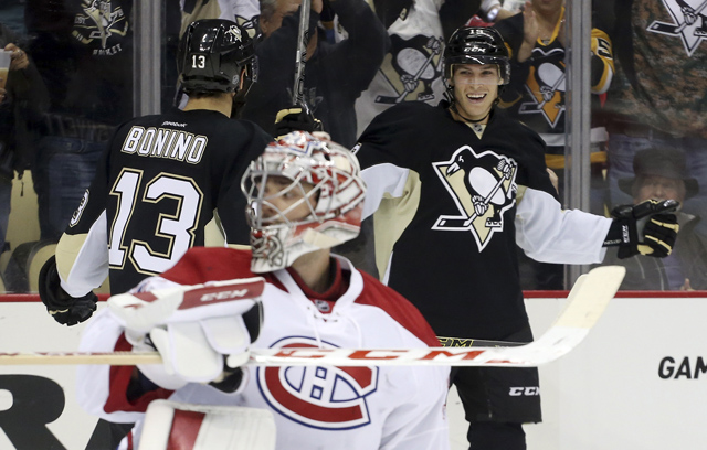 Beau Bennett was apparently injured during this goal celebration. (USATSI)