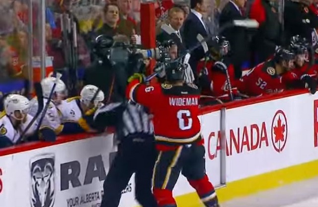 Dennis Wideman was suspended for his hit on linesman Don Henderson. (Sportsnet)