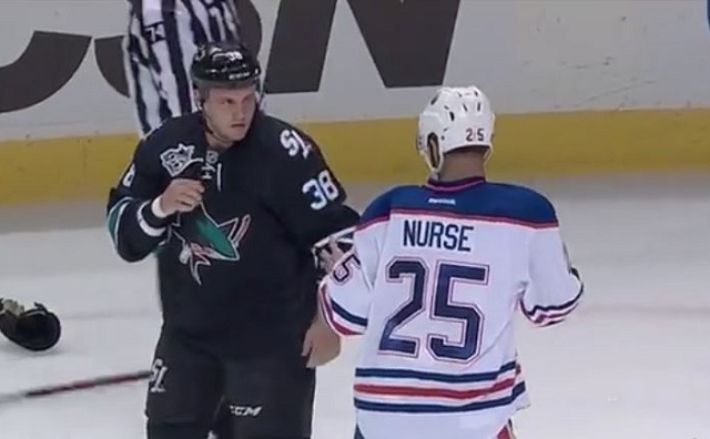 Micheal Haley sought to avenge Roman Polak in this fight with Darnell Nurse. (Sportsnet)