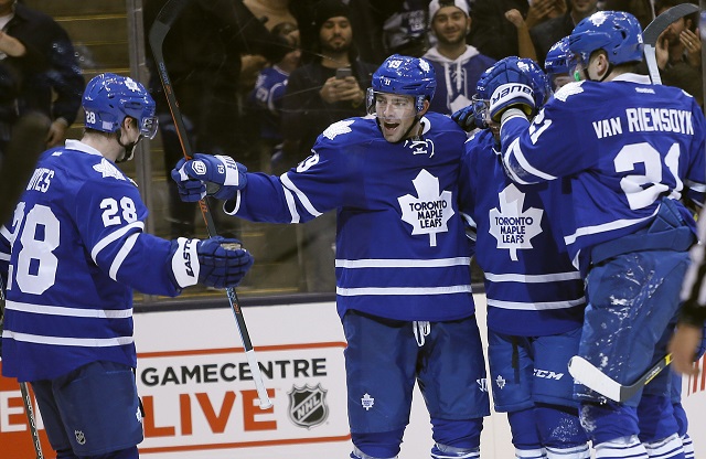 Joffrey Lupul (center) and James van Riemsdyk are done for the year. (USATSI)