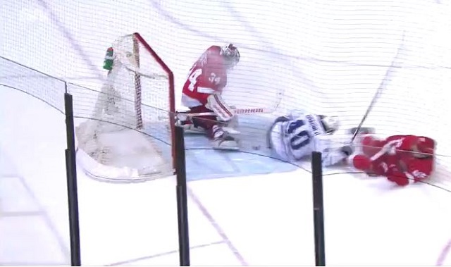 Michael Grabner was the latest NHL player to score a goal with his backside. (NBCSN)