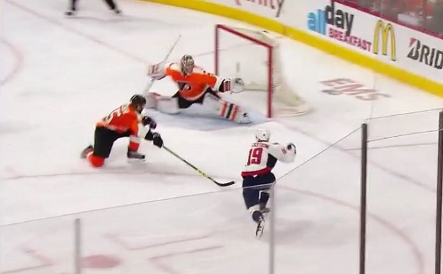 Nobody was stopping Nicklas Backstrom on this goal, not even Michal Neuvirth. (NBC)