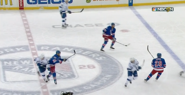 New York Rangers forward Tanner Glass was ejected for this hit. (YouTube)