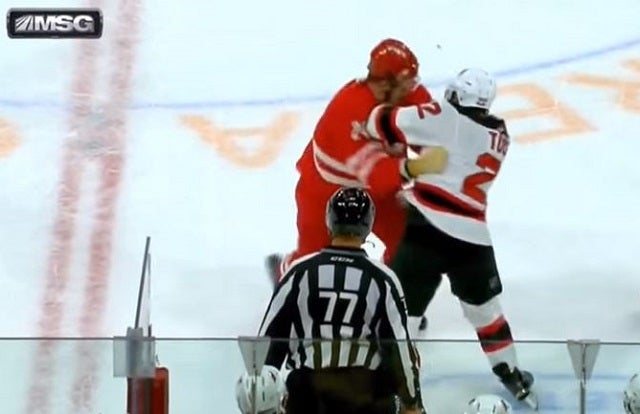 Jordin Tootoo got the better of Brad Malone in this one. (MSG)