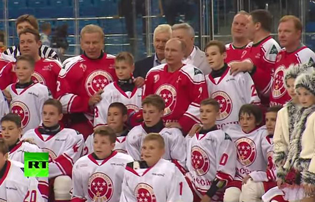 Vladimir Putin called on some famous friends for a unique hockey game. (RT)
