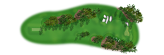 A classic short par four. Golfers attempt to hit short of the four fairway bunkers, resulting in a full shot to the green, where it is better to be long than short. The putting surface slopes right to left, with a thin neck on the left side guarded by a bunker.