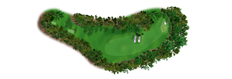 An uphill, dogleg left to a sloping green. The fairway bunkers are deep and positioned to demand accuracy off the tee. To clear them requires a carry of 315 yards. The green slopes back to the front, and a rear bunker catches balls hit too long.