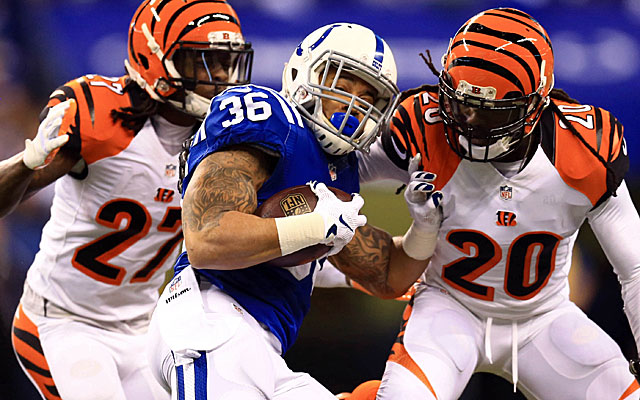 Dan Herron fumbled in the first half, allowing the Bengals to close the Colts' lead. (USATSI)