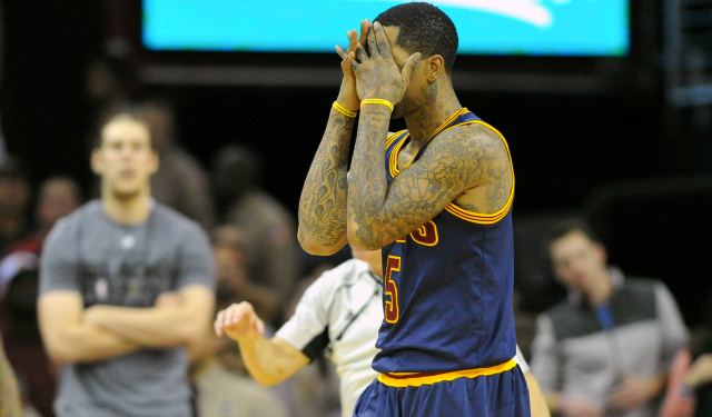 J.R. Smith is distraught after he's whistled for a foul.  (USATSI)