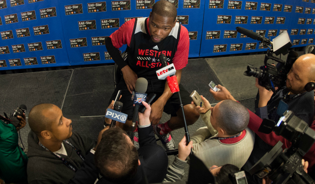 Kevin Durant is sick of reporters.  (USATSI)