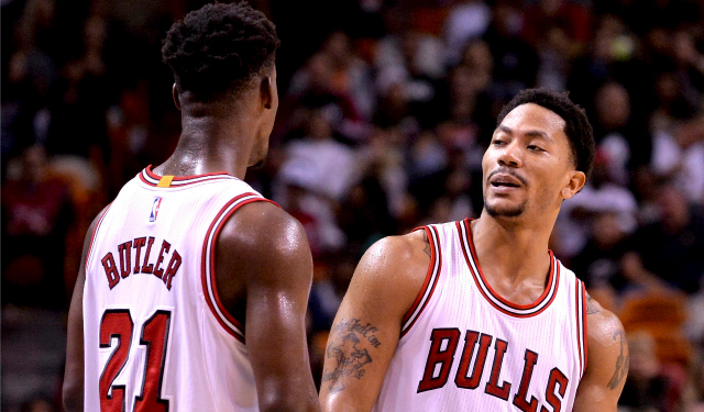 Jimmy Butler and his point guard.  (USATSI)