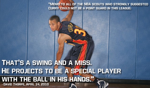 Curry showed almost right away he could hang as a point guard. (Getty)