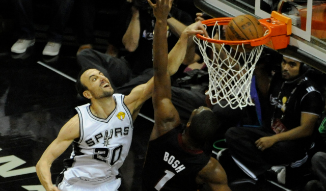 Manu Ginobili dunk and step-back three pointer vs. Heat 