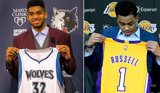 Karl-Anthony Towns, D'Angelo Russell go No. 1 and No. 2 at NBA