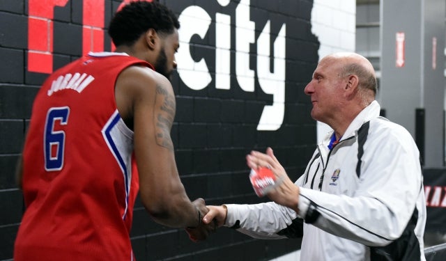 DeAndre Jordan and Steve Ballmer are continuing their business relationship.  (USATSI)