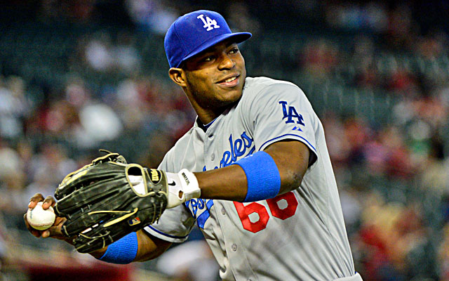 2013 MLB playoffs -- Yasiel Puig of Los Angeles Dodgers annoys