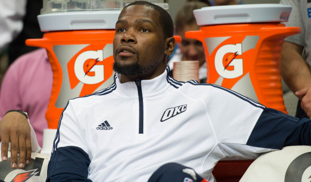 Kevin Durant is starting the season on the sideline.  (USATSI)