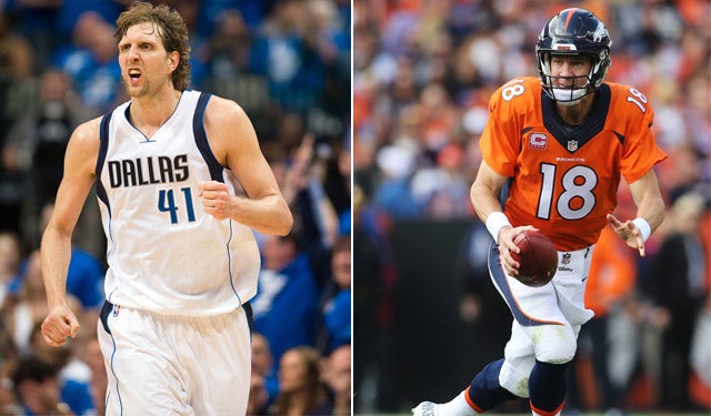 Dirk Nowitzki vs. Peyton Manning: Who you got? (USATSI)