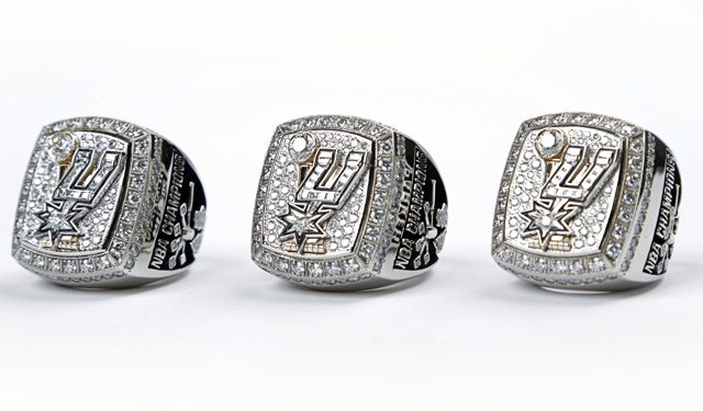 The Spurs' title rings look fancy, like championship rings.  (USATSI)
