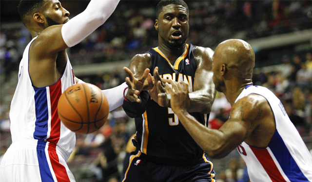 Hibbert would like Drummond to be a little less talkative out there. (USATSI)