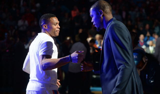 Russell Westbrook and Kevin Durant are in their eighth year as teammates.  (USATSI)