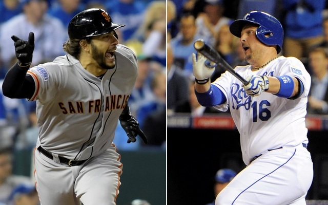 With no DH, Mike Morse (l.) and Billy Butler can only pinch-hit in Game 3.