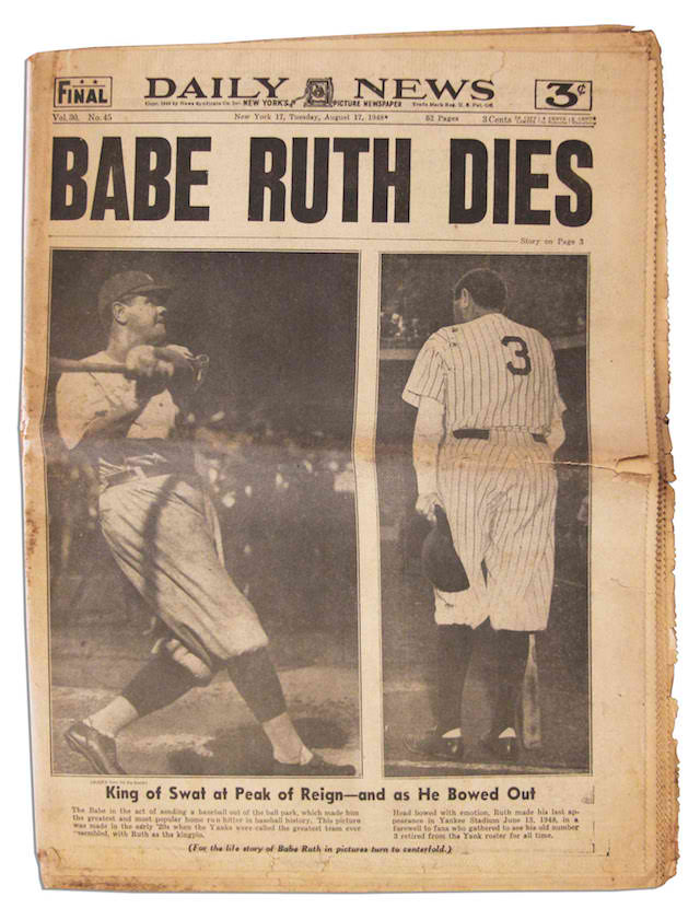 The death of Babe Ruth, as told by the headlines of the day 