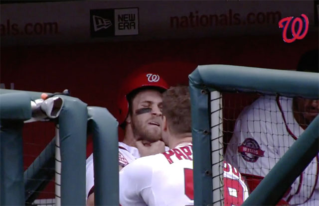 Jonathan Papelbon and Bryce Harper brawl in Nationals dugout – video, Sport