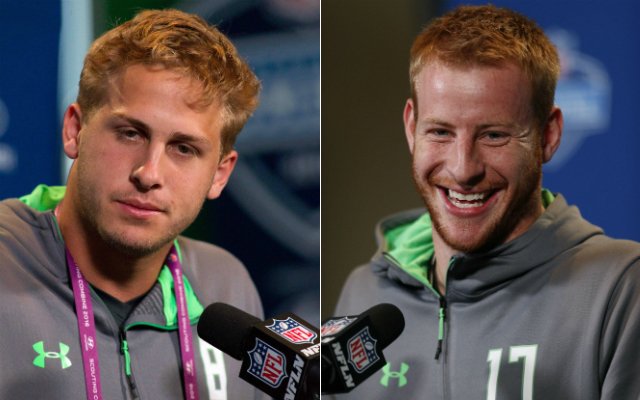 Who will be the Eagles' next QB, Jared Goff or Carson Wentz? (USATSI)