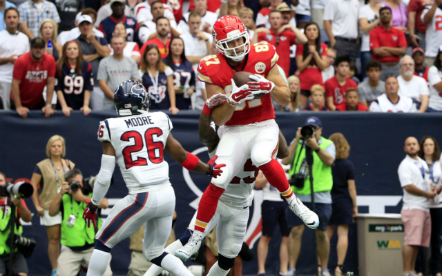Kelce skies for one of two Week 1 TDs. (USATSI)