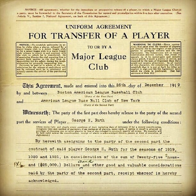 This day in 1919: Here's the contract that sent Babe Ruth to the Yankees 