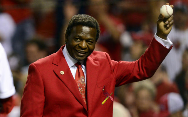 Lou Brock threw out the first pitch before the Cardinals' home opener.