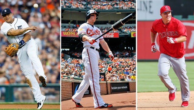 From left: Miguel Cabrera, Chris Davis and Mike Trout are in a three-headed MVP race.