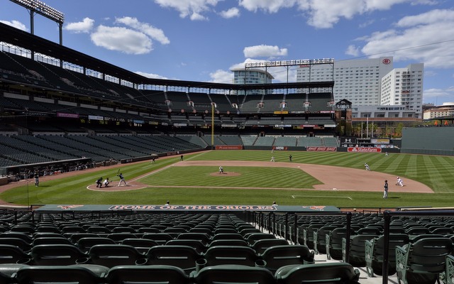 The empty stands in the middle innings.