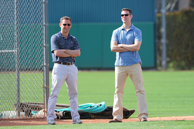 If Jed Hoyer (left) and Theo Epstein don’t get it done in Chicago, will it be because of curses and whatnot? Don’t be silly. (USATSI)
