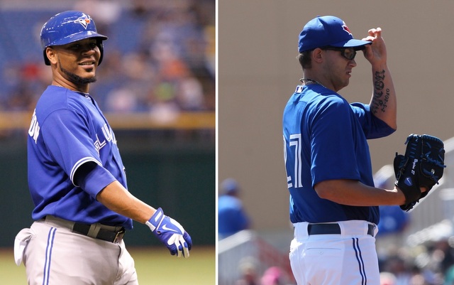 The Blue Jays will be without Edwin Encarnacion (left) and Brett Cecil for the rest of 2013.