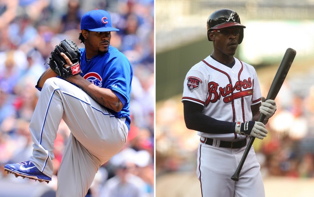 Edwin Jackson (l.) and B.J. Upton were being discussed in a trade in July.