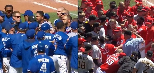 The benches cleared in Toronto and Cincinnati on Sunday.