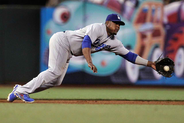 Dodgers third baseman Juan Uribe won’t be snaring grounders for a while. (USATSI)